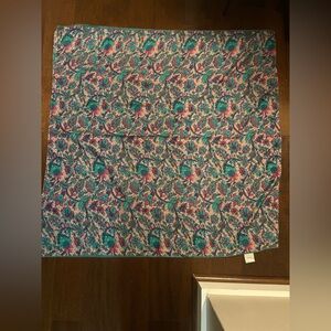 Earthbound Trading Co. Cream Blue Pink Floral Bohemian Hippie Cottagecore Scarf